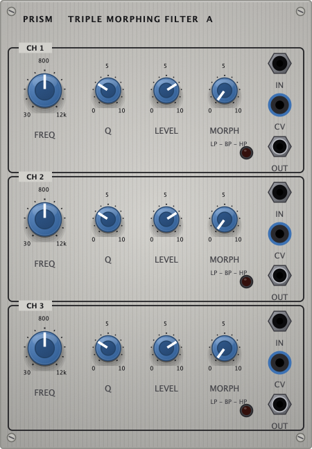 The Prism panel - triple morphing filter