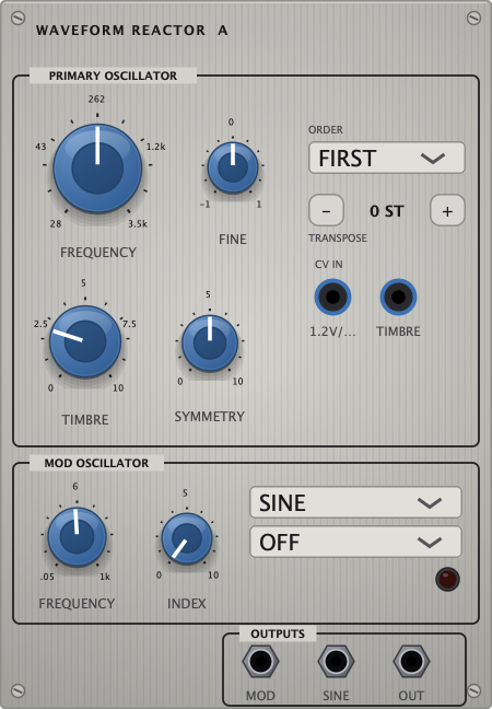 The Waveform Reactor panel - dual folding oscillator